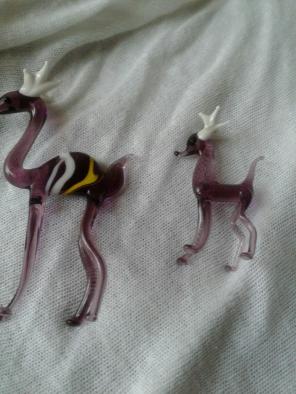 Miniature Glass mama and baby deer