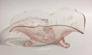 Vintage Pink Etched Depression Glass 10"