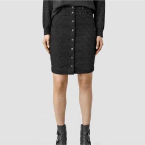Allsaints Comely Denim Embroidered Skirt