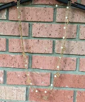 Gold long layer necklace