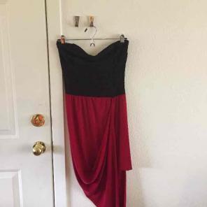 Black & red strapless dress