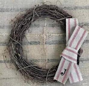 Burlap Monogrammed Initial J Door Wreath