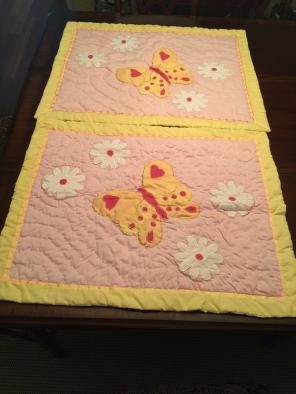 2 Quilted Girls Pillow Shams Standard Sz