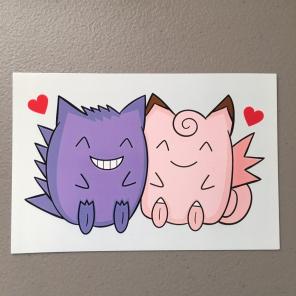 Pokemon Gengar Clefable 4x6 Print