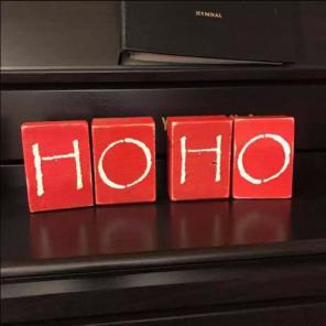 HO HO Handmade Christmas Wood Blocks
