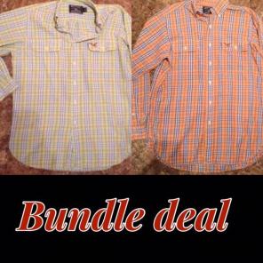 2 plaid print vintage shirts men's M