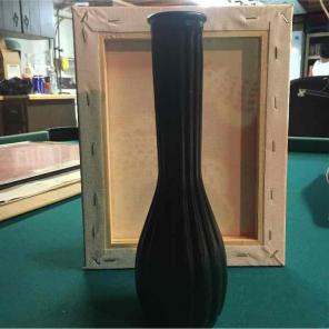 Black ribbed vase!