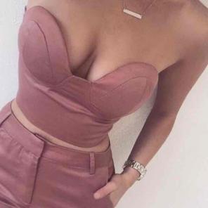 Two Piece Set Strapless CropTop & Pants