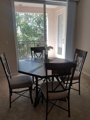 Dining table with rug