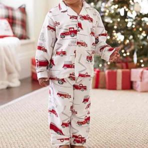 Pottery Barn firetrucks flannel pajama