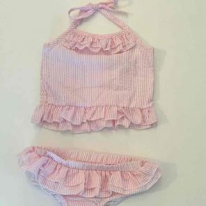 Pink seersucker swimsuit
