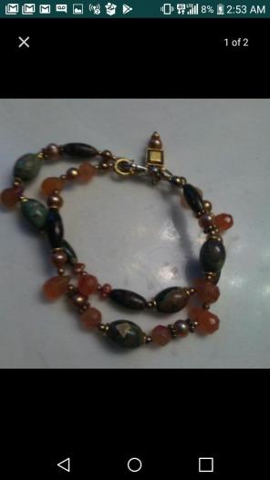Agate and Amber Dual Strand Bracelet