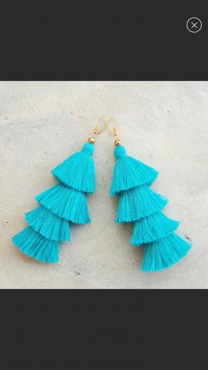 New Blue Layered Tassel Fringe Earrings
