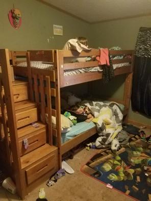 Wooden staircase bunk bed