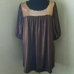 Bronze Sparkle Sequin Puff Sleeve