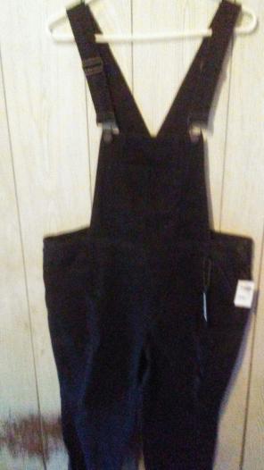 distressed black. Skinny jean overalls