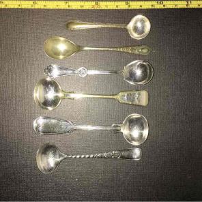 6 Vintage Salt Spoons + Necklace