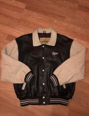 Vintage Guess Jeans Wool / Leatherjacket