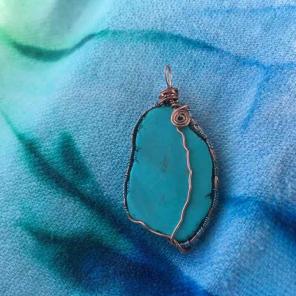 Turquoise Copper Wrap handmade pendant