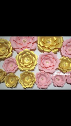 Pink&gold paper flower/wall decor