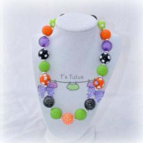 Halloween Purple Bows Chunky Necklace