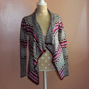 Pink/blue Chunky Waterfall Cardig