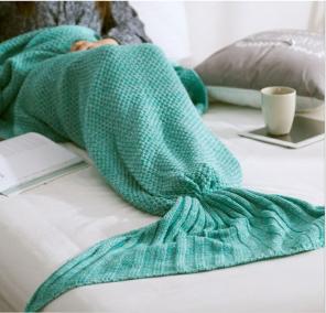 Mermaid tail sea green crochet blanket
