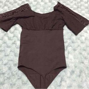 Bodysuit black lace sleeve medium