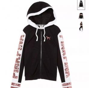 L PINK Rare Rose Gold Bling Full Zip