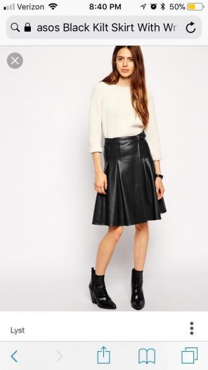 ASOS Faux Leather Pleated Buckle Skirt
