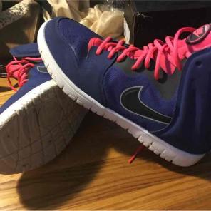 Blue and pink nikes