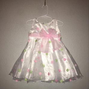 Very Cute Pink&Green PocaDot Dress.