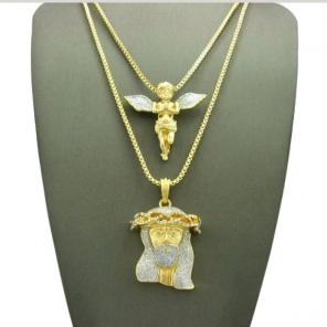 14K YELLOW GOLD FINISHED NECKLACE SET