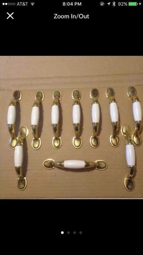 Polished brass/ivory cabinet pulls