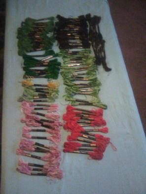 13 skeins of vintage embr. thead