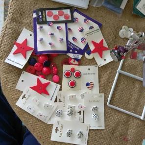 Vintage Buttons Stars Dice RW&B