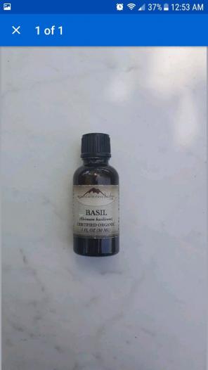Basil Essential Oil Amber Organic 1oz