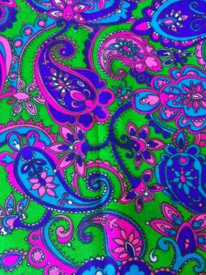 Vintage Fabric 1960s Groovy Psycodelic