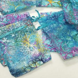 3"x4" Galaxy Blue Drawstring Organza Bag