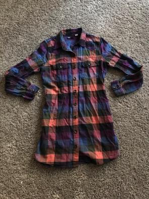UO BDG Long Plaid Button Down Top