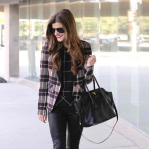 1.State digital plaid blazer