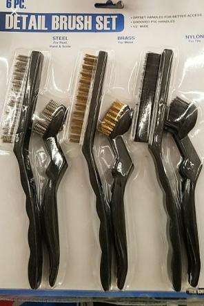 Steel, copper, and vinyl brush set