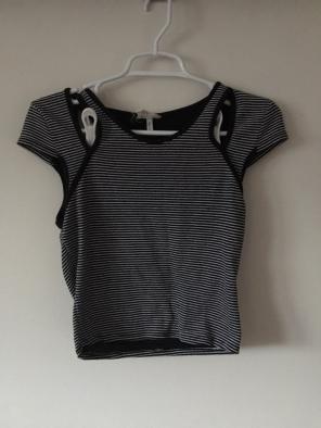 Pacsun Black/white Striped/ Cutout Top