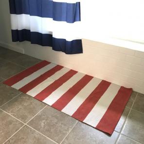 Red Rugby Stripe Rug