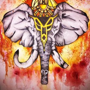 Grey Elephant Head Painting