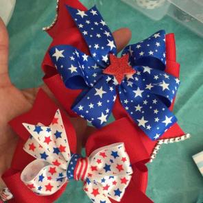 2- NEW 4th of July hairbows