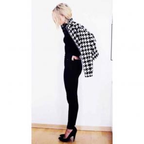 Zara wool blend houndstooth coat