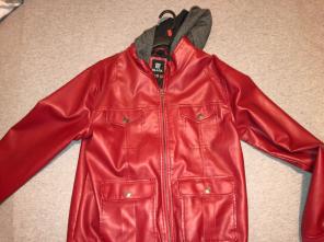Red Leather Jacket Hoodie
