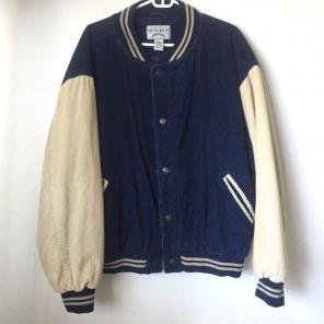 blue varsity jacket