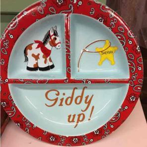 Child's cowboy theme plate